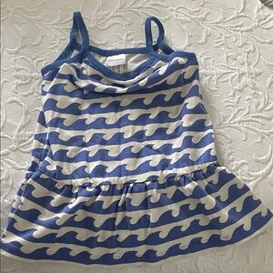 Hanna Andersson Blue and White Wave Ruffle Tank dress